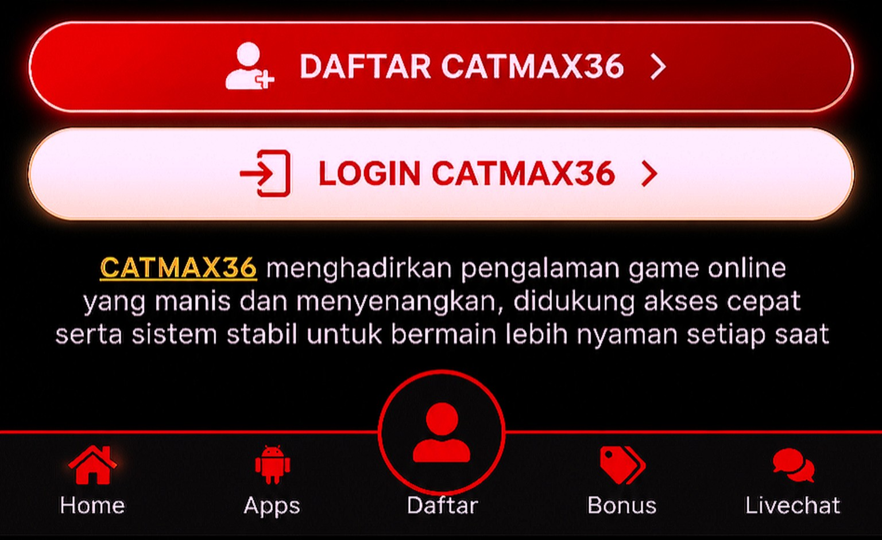 CATMAX36 Daftar Login dan navigasi